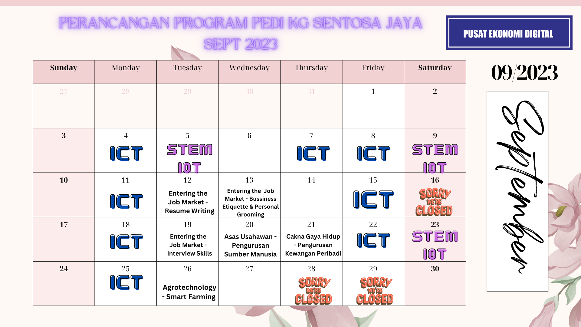 JADUAL BULAN SEPT 2023